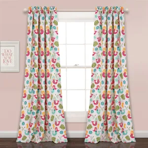 Mermaid Waves Room Darkening Window Curtain Panel Set