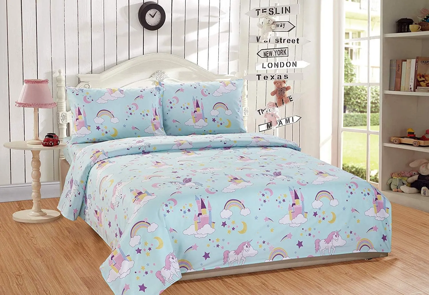 7 Piece Comforter Bedding Set for Girls in a Bag with Sheet Set