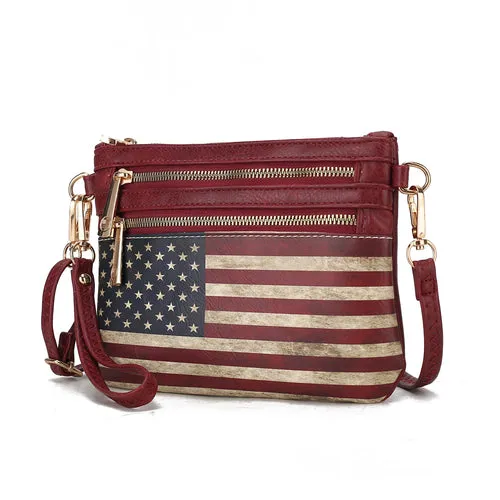 Alisson Vegan Leather Women FLAG Crossbody/Wristlet Bag