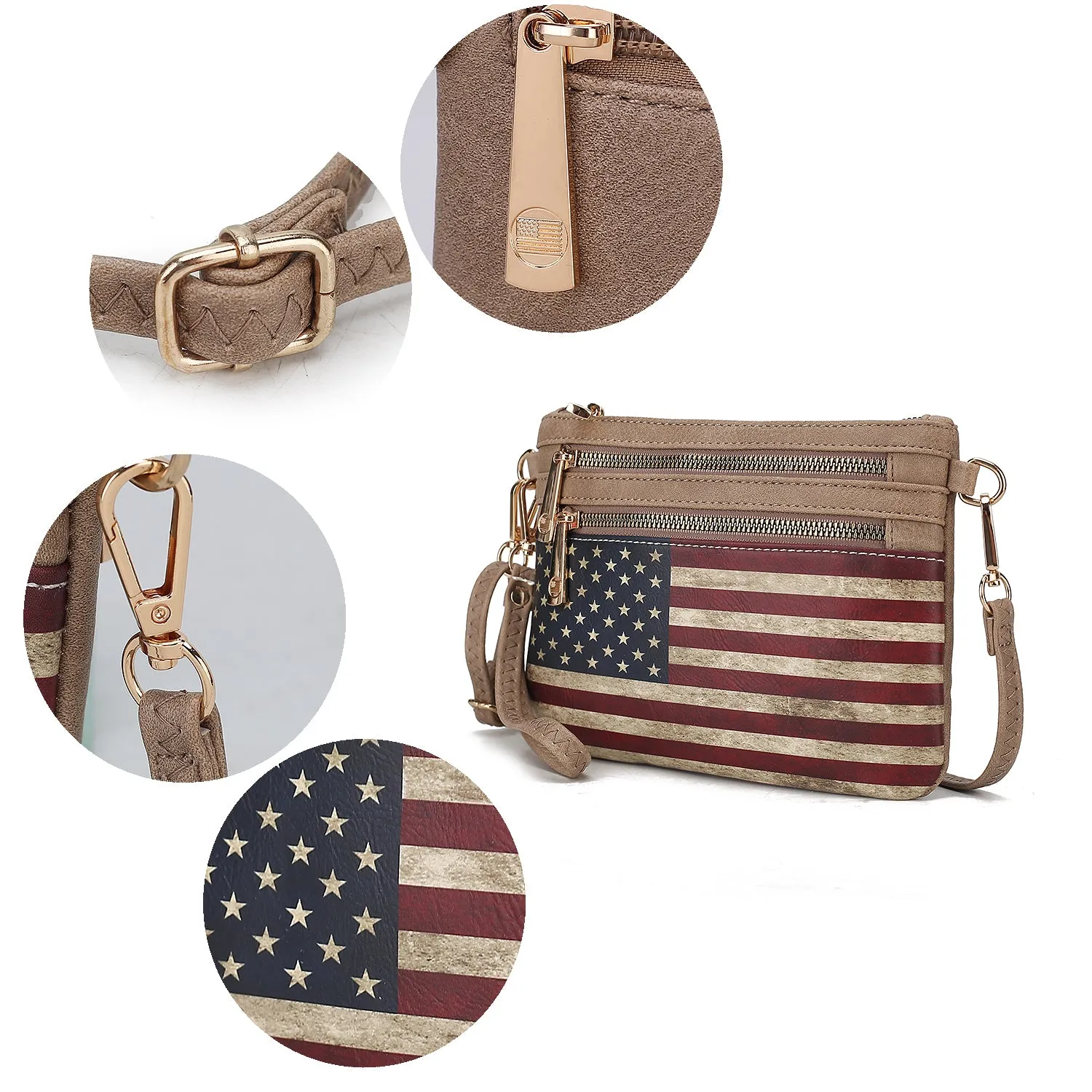 Alisson Vegan Leather Women FLAG Crossbody/Wristlet Bag