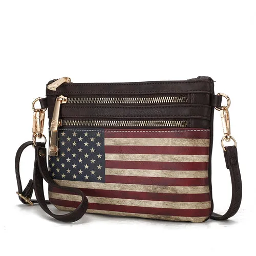 Alisson Vegan Leather Women FLAG Crossbody/Wristlet Bag