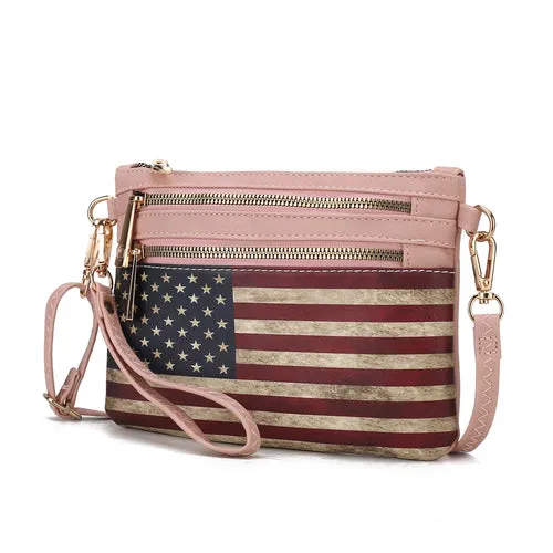 Alisson Vegan Leather Women FLAG Crossbody/Wristlet Bag