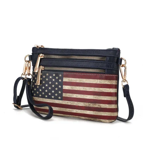 Alisson Vegan Leather Women FLAG Crossbody/Wristlet Bag