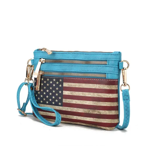 Alisson Vegan Leather Women FLAG Crossbody/Wristlet Bag