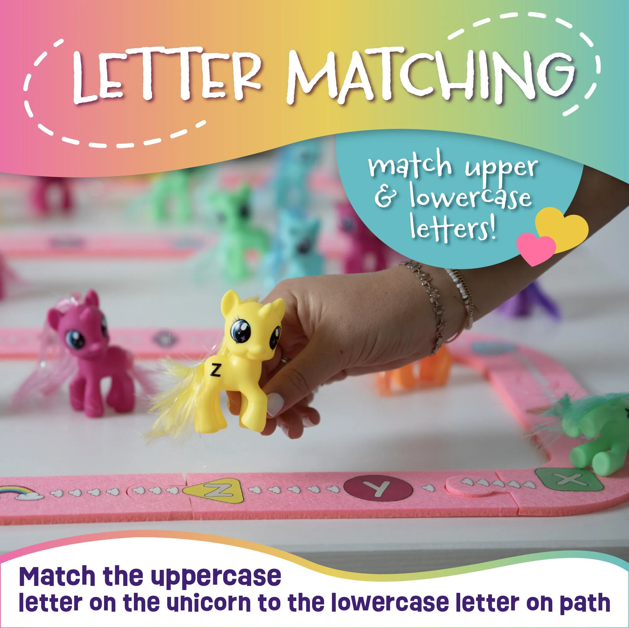 AlphaTracks Unicorns Uppercase Lowercase Alphabet Matching Game for ABC Learning (41 pcs)