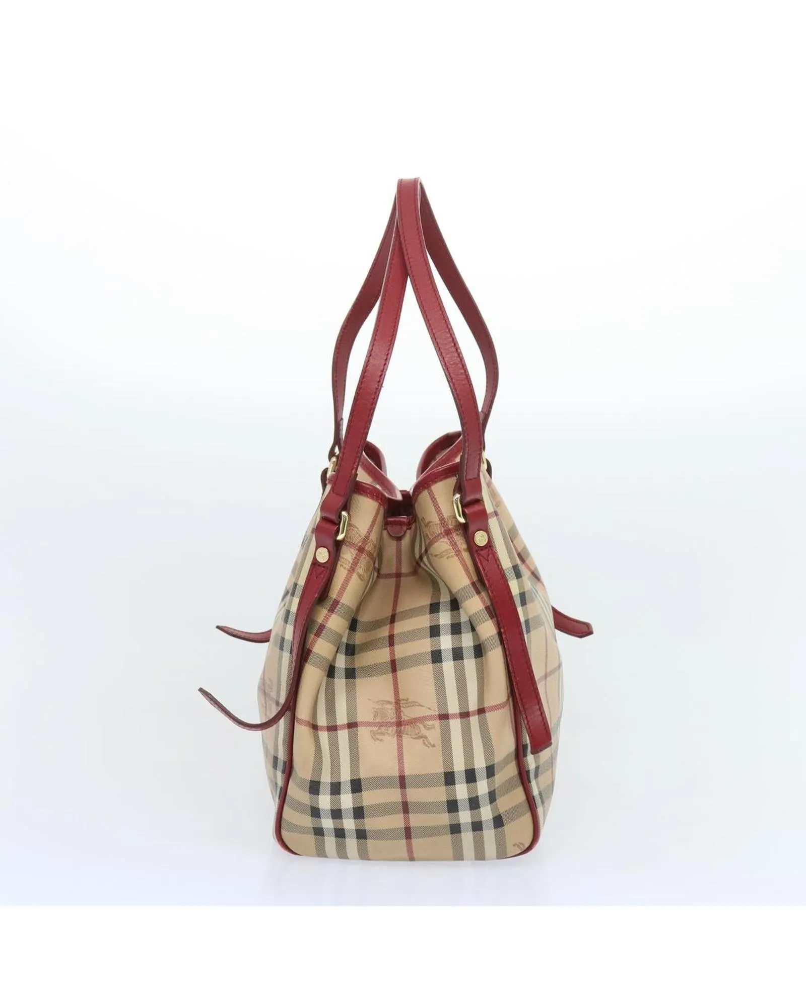 Authentic Burberry Check Tote Bag in Beige and Red