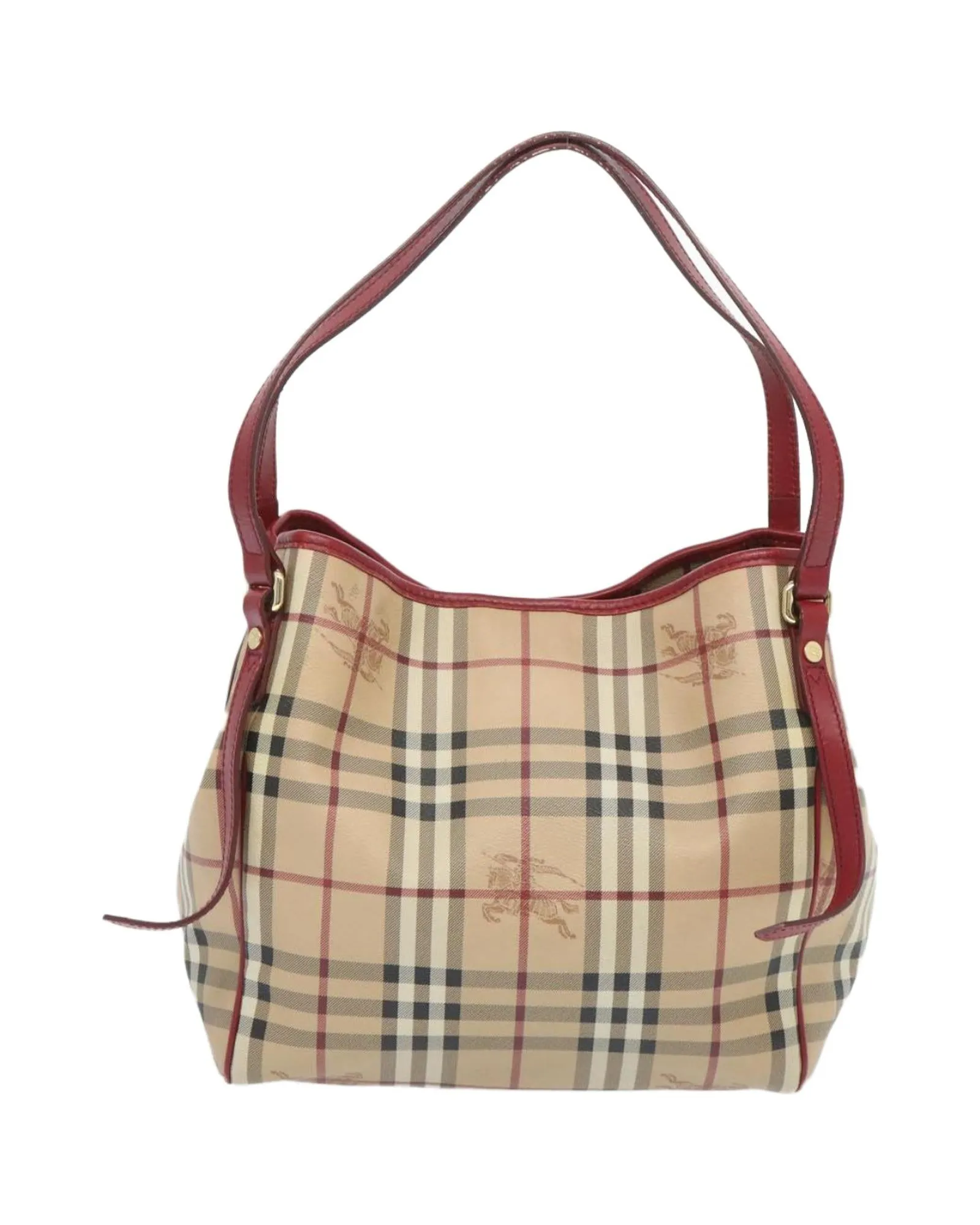 Authentic Burberry Check Tote Bag in Beige and Red