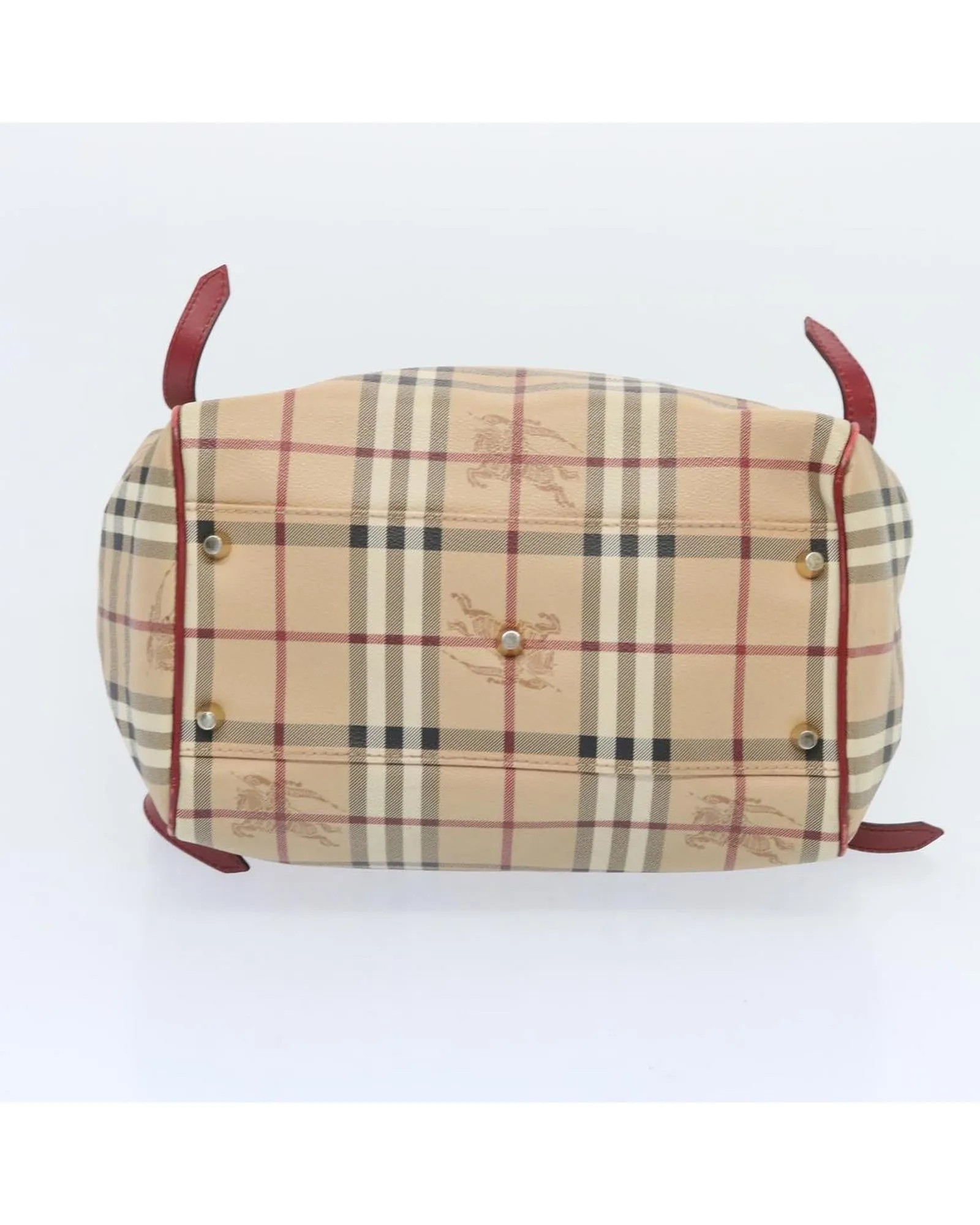 Authentic Burberry Check Tote Bag in Beige and Red