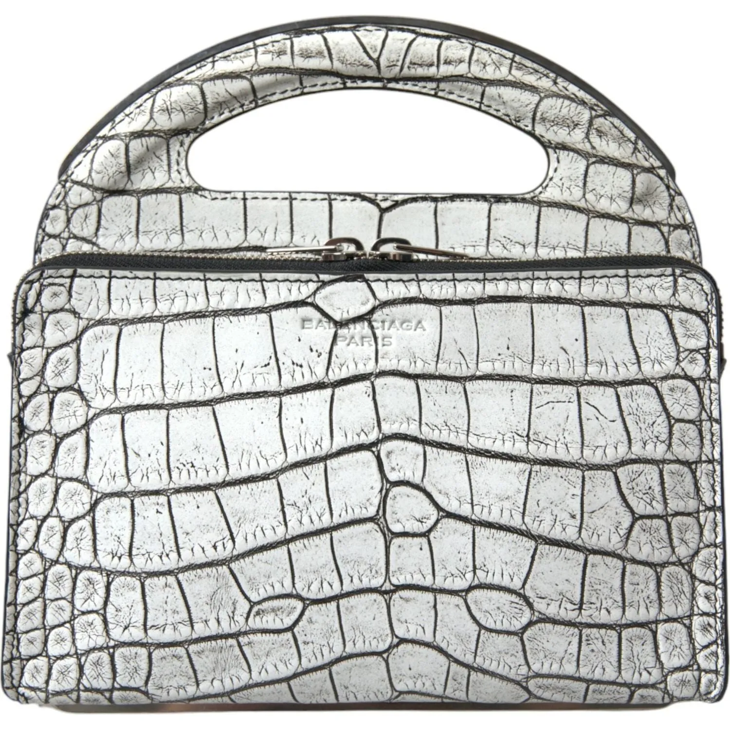 Balenciaga Metallic Silver Alligator Leather Mini Bag