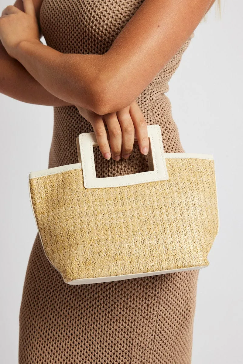 Beige Straw Tote Bag