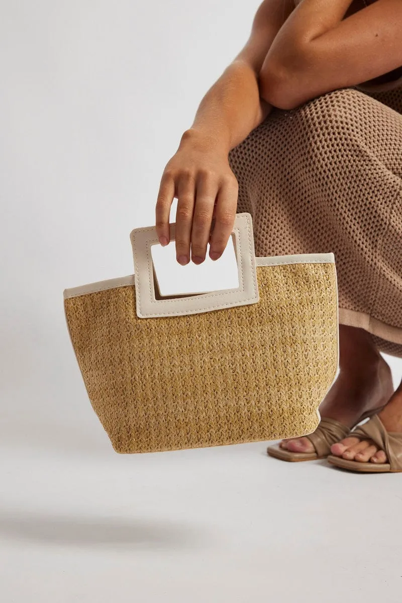 Beige Straw Tote Bag