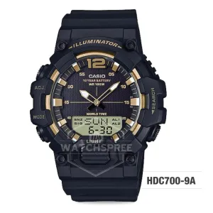 Casio Men's Analog-Digital Combination Black Resin Band Watch HDC700-9A HDC-700-9A