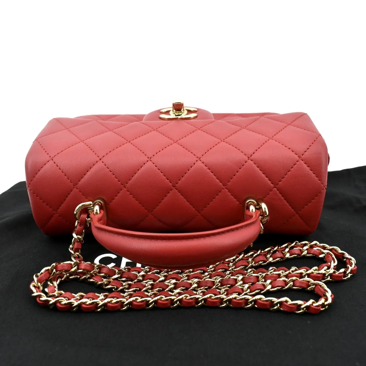 CL Mini Top Handle Rectangular Flap Quilted Leather Crossbody Bag Red