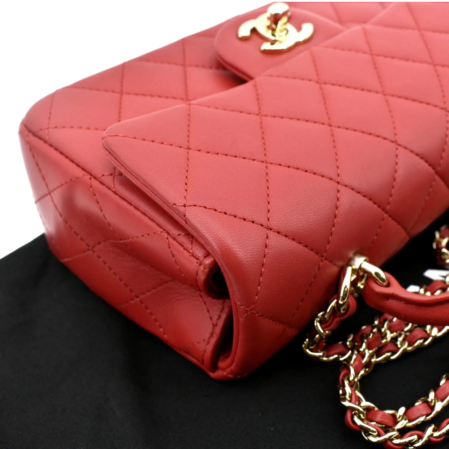 CL Mini Top Handle Rectangular Flap Quilted Leather Crossbody Bag Red