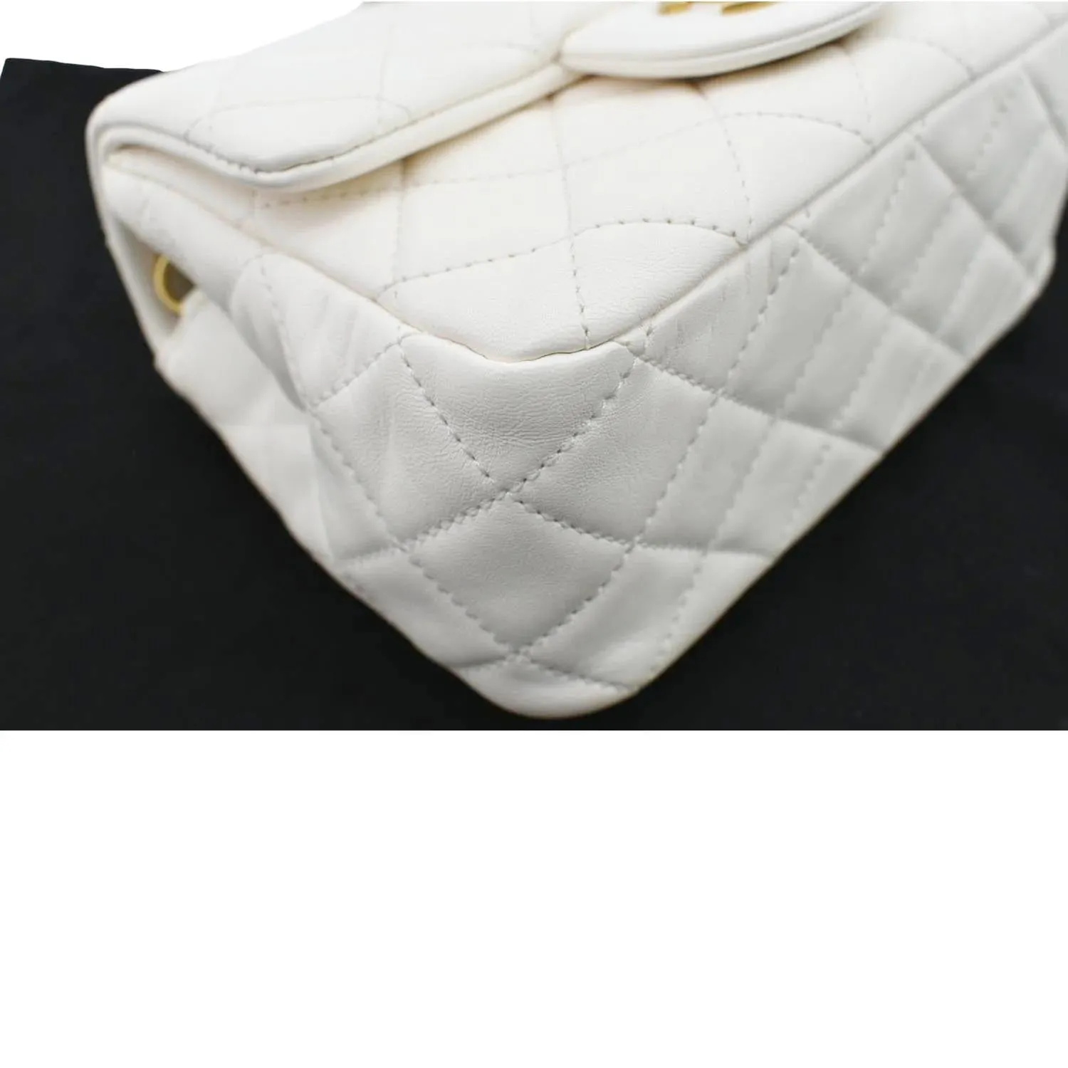 CL Pearl Crush Mini Square Flap Leather Crossbody Bag White