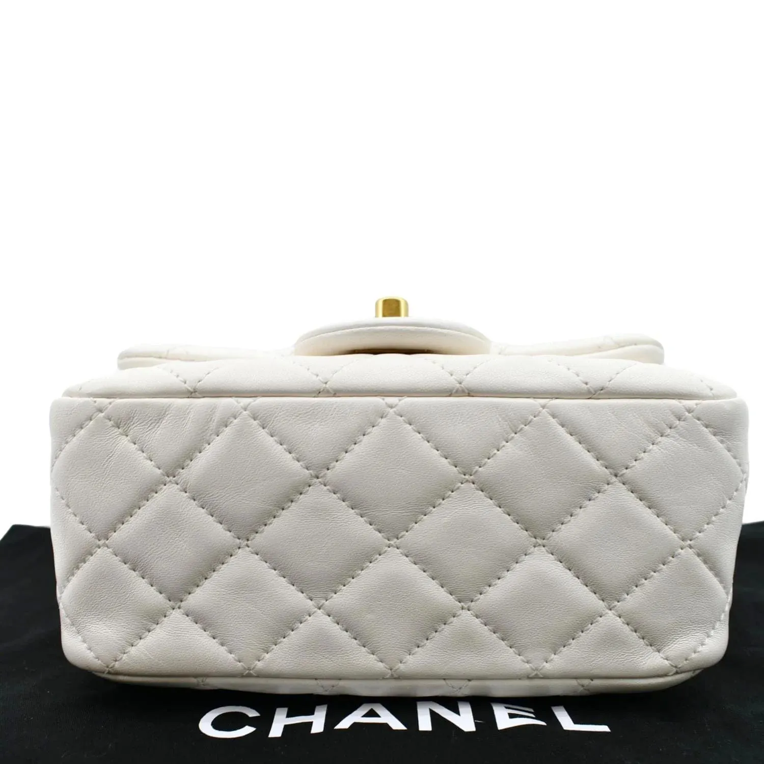 CL Pearl Crush Mini Square Flap Leather Crossbody Bag White