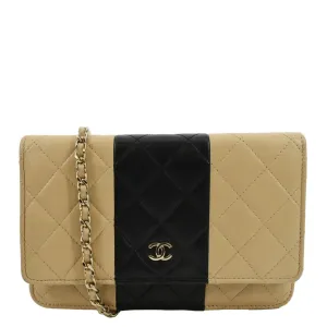 CL WOC Quilted Leather Wallet On Chain Crossbody Bag Bicolor