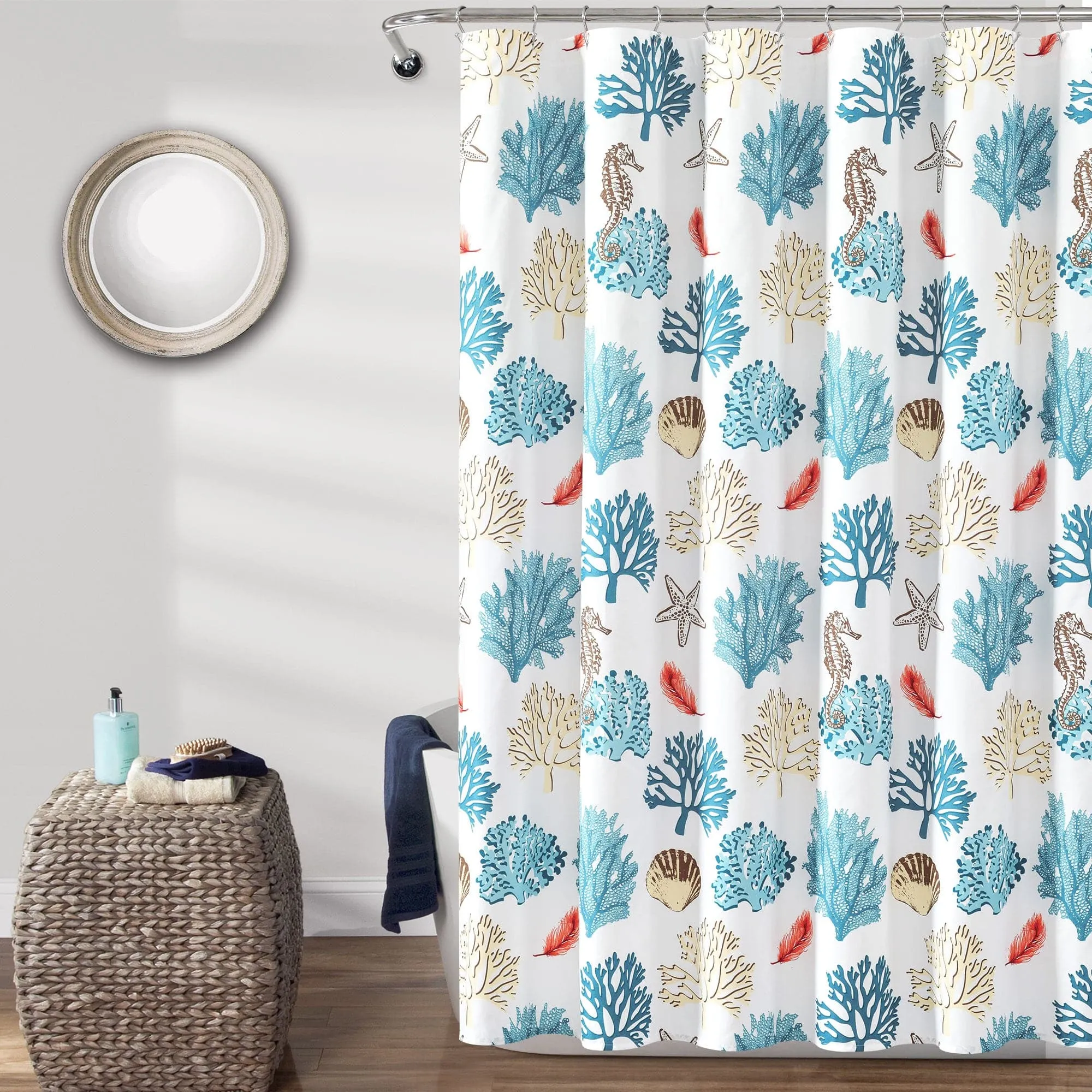 Coastal Reef Feather Shower Curtain