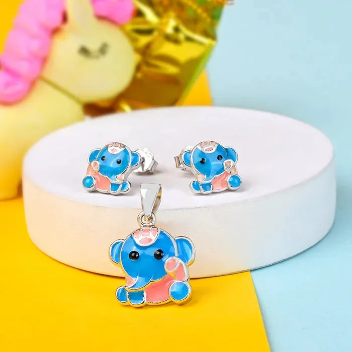 Cute Elephant Pendant Set