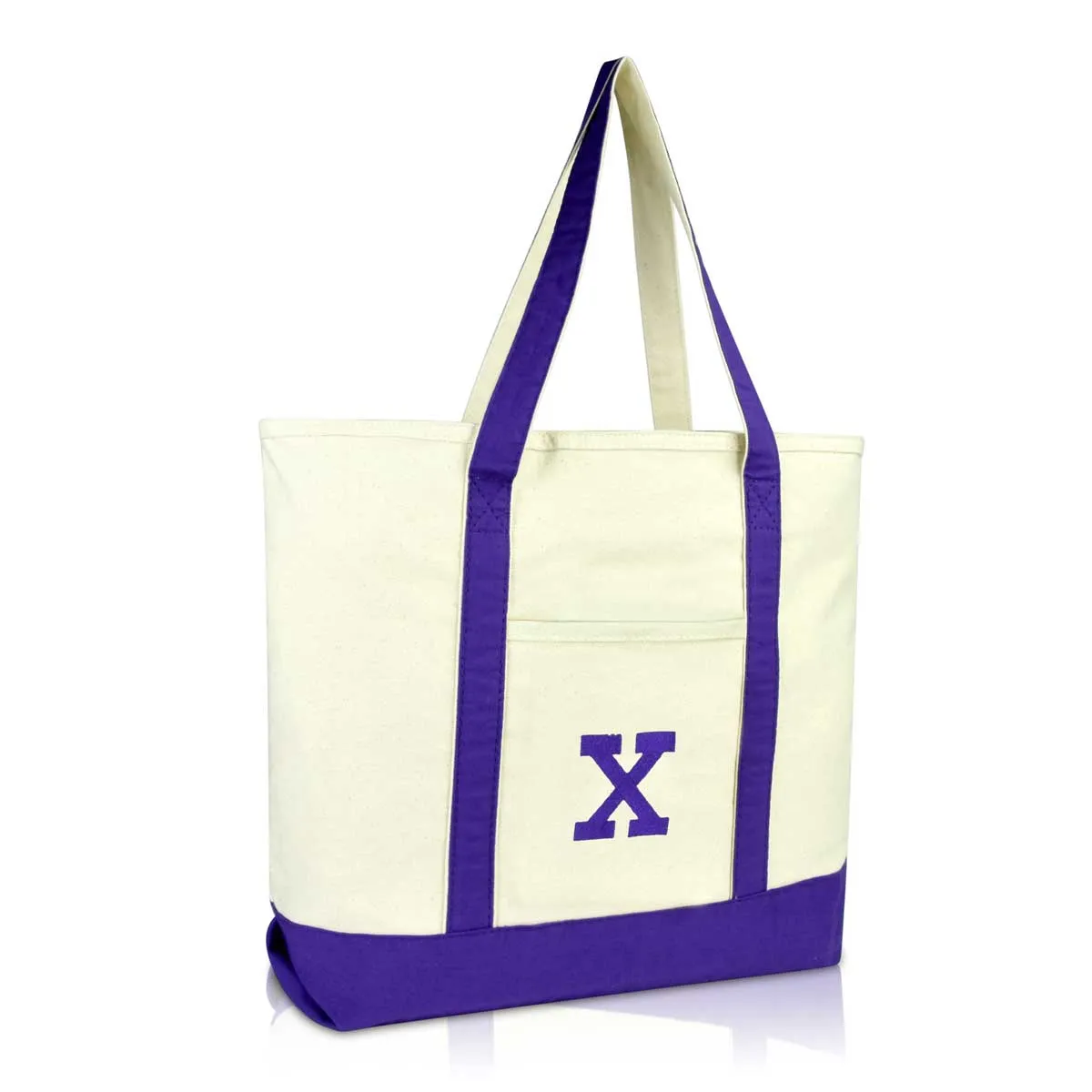 Dalix Initial Tote Bag Personalized Monogram Zippered Top Letter - X