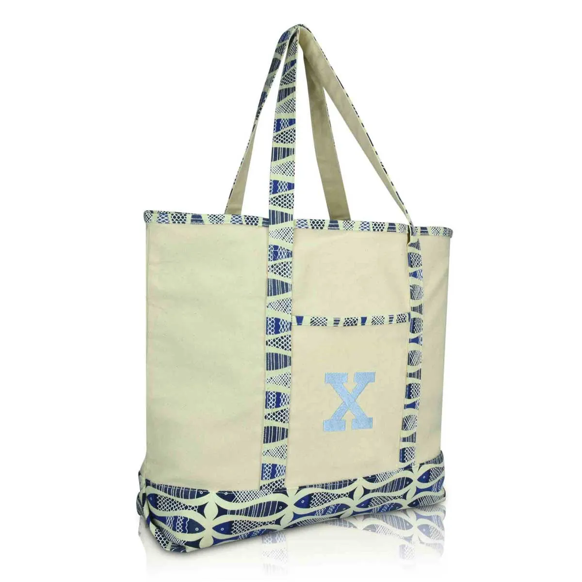 Dalix Initial Tote Bag Personalized Monogram Zippered Top Letter - X