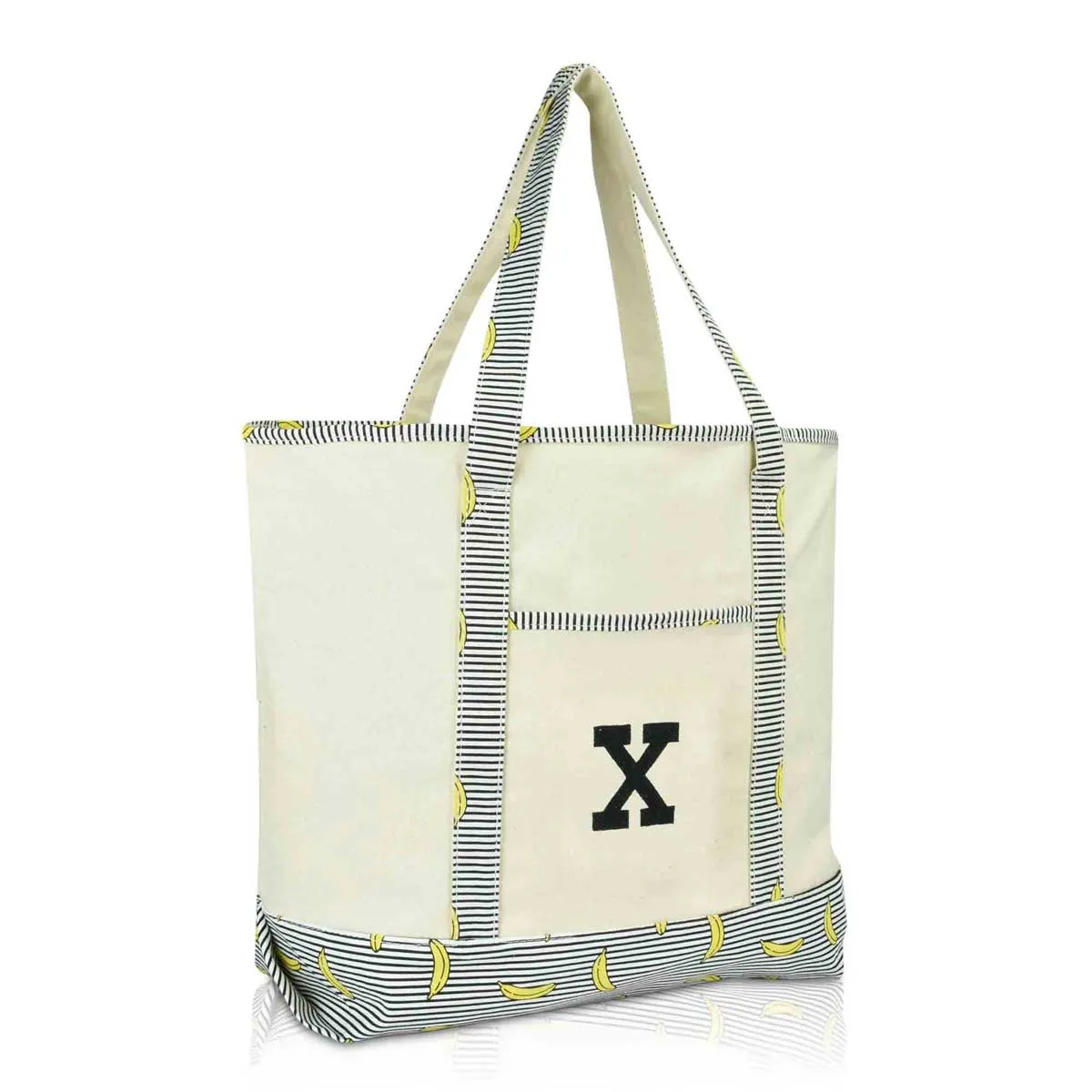 Dalix Initial Tote Bag Personalized Monogram Zippered Top Letter - X