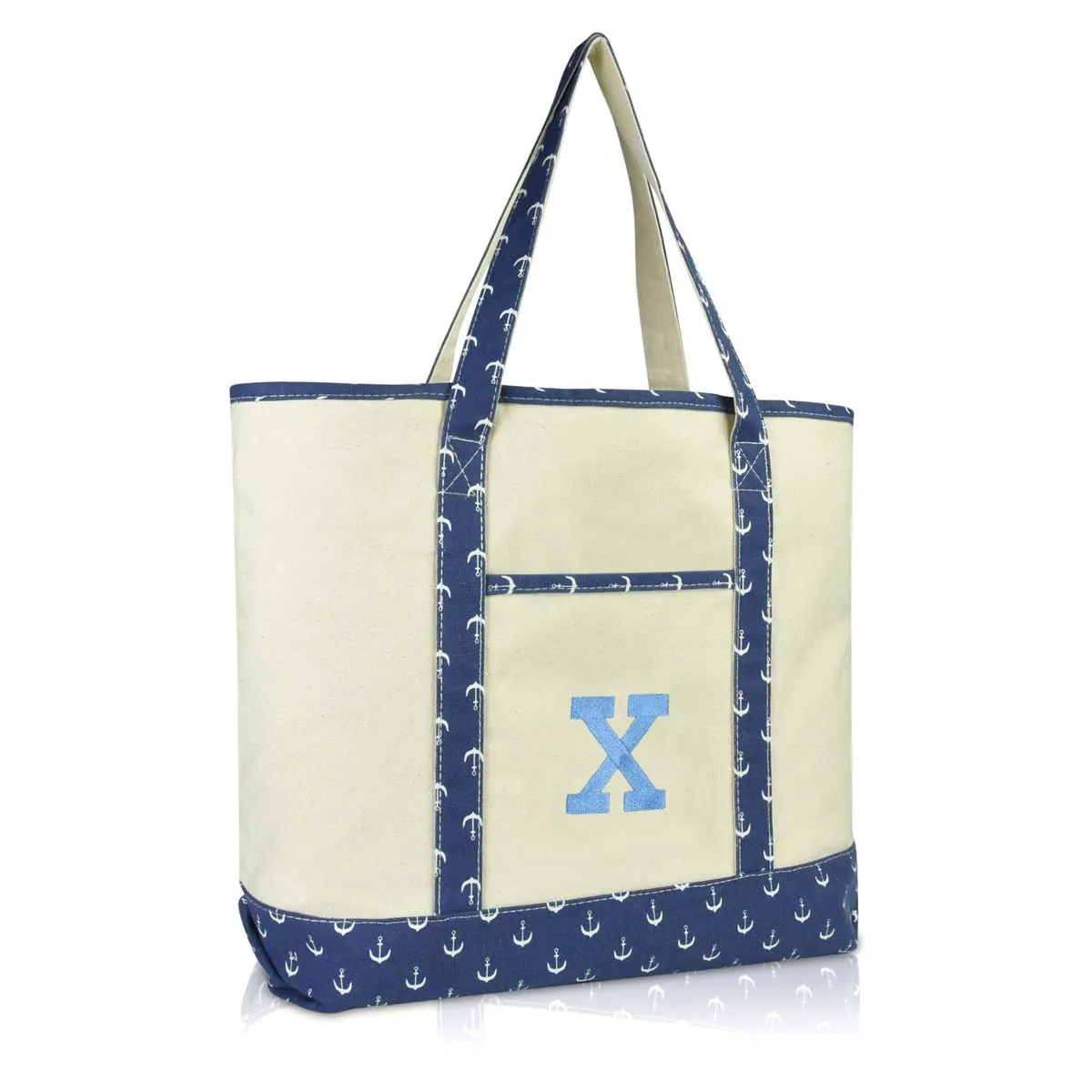 Dalix Initial Tote Bag Personalized Monogram Zippered Top Letter - X