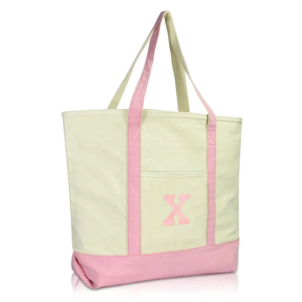 Dalix Initial Tote Bag Personalized Monogram Zippered Top Letter - X