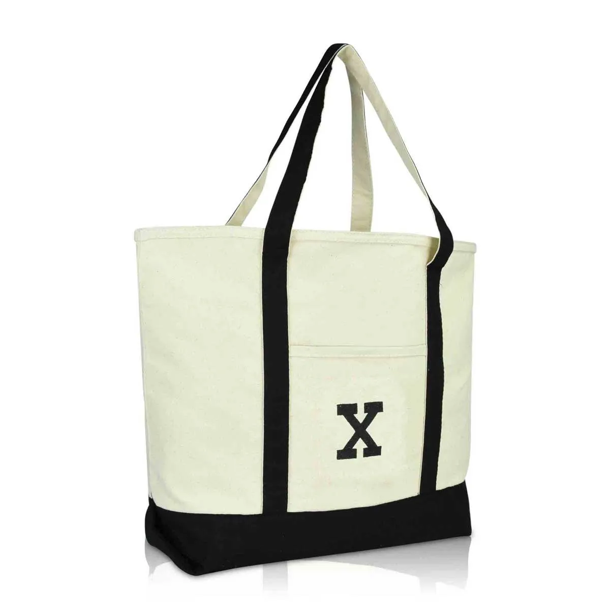 Dalix Initial Tote Bag Personalized Monogram Zippered Top Letter - X