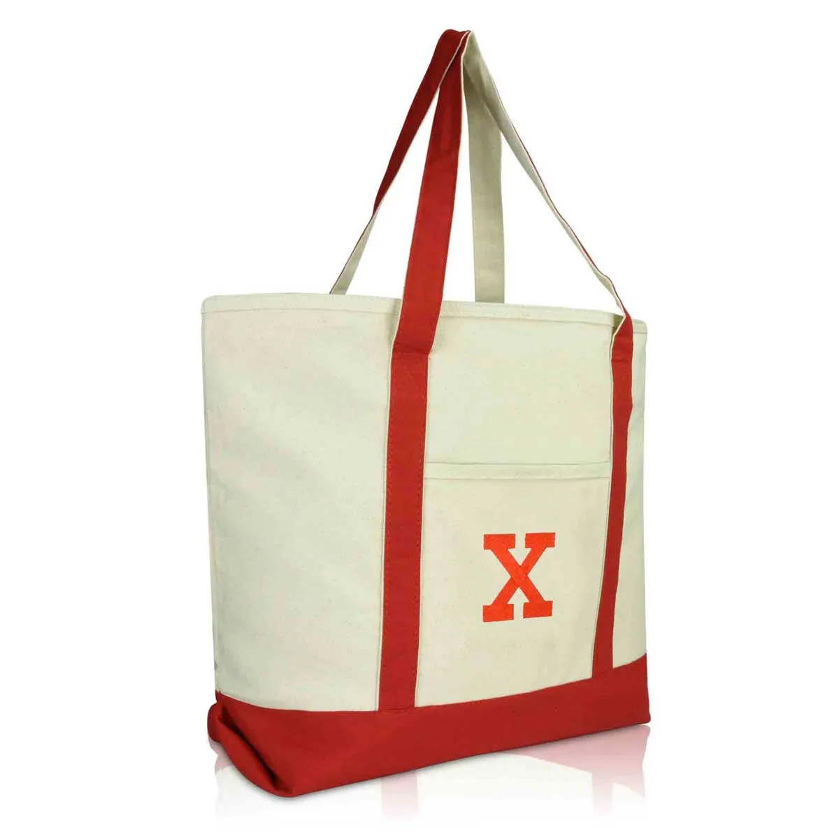 Dalix Initial Tote Bag Personalized Monogram Zippered Top Letter - X