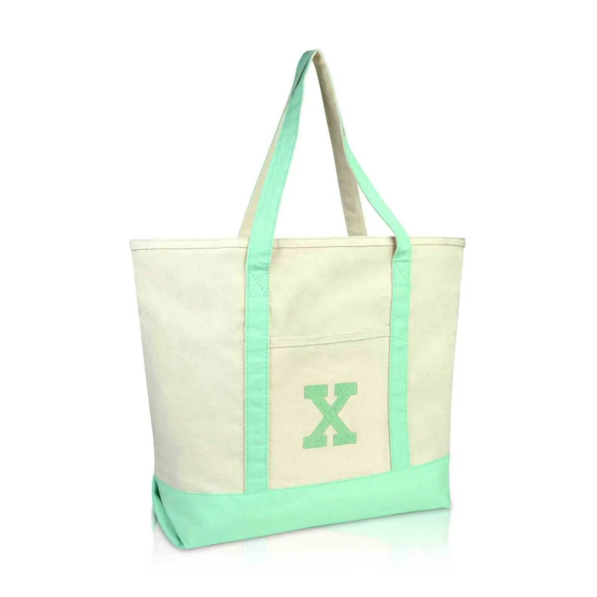 Dalix Initial Tote Bag Personalized Monogram Zippered Top Letter - X