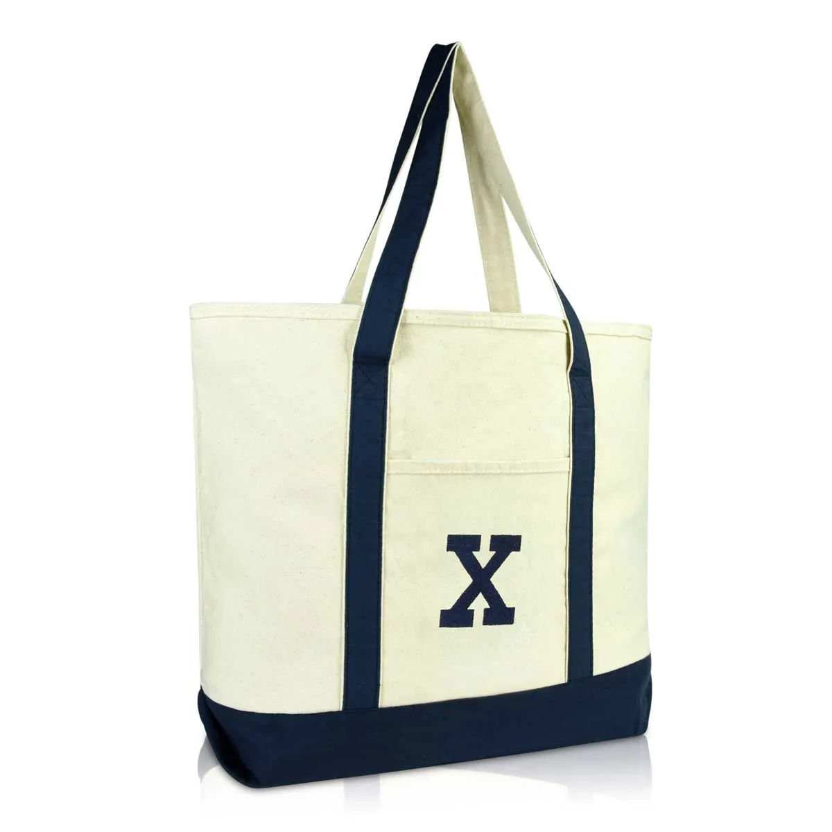 Dalix Initial Tote Bag Personalized Monogram Zippered Top Letter - X