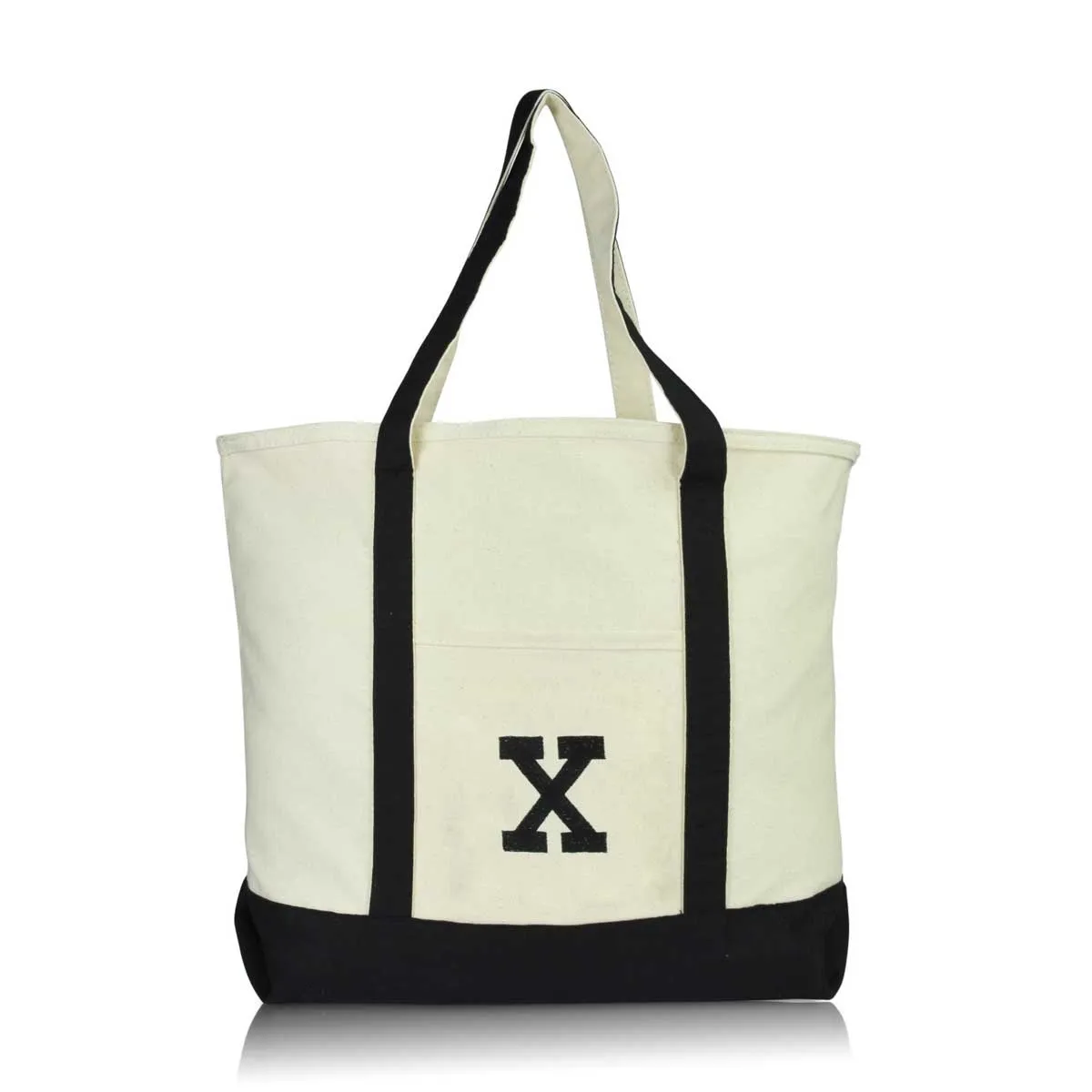 Dalix Initial Tote Bag Personalized Monogram Zippered Top Letter - X