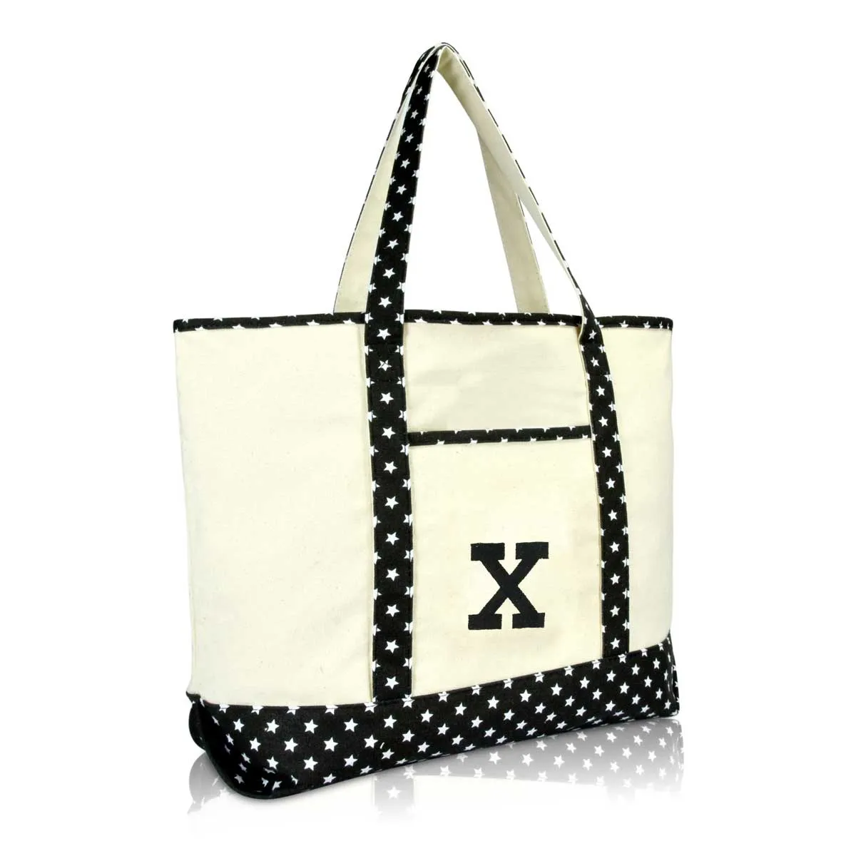 Dalix Initial Tote Bag Personalized Monogram Zippered Top Letter - X