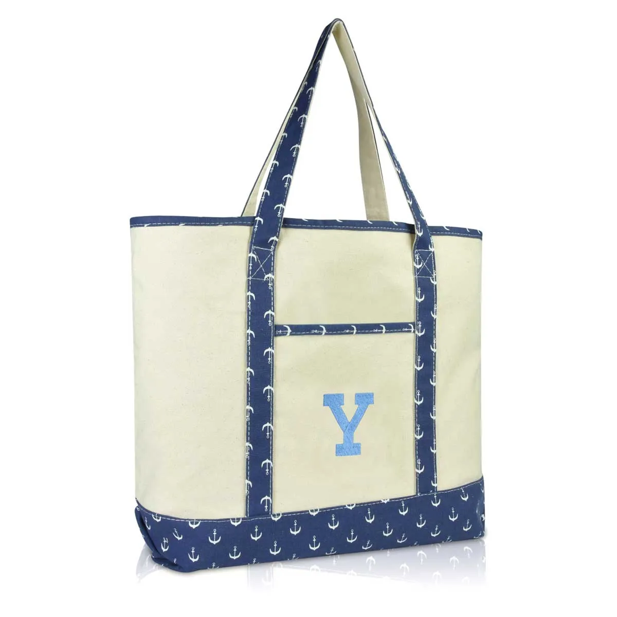 Dalix Initial Tote Bag Personalized Monogram Zippered Top Letter - Y