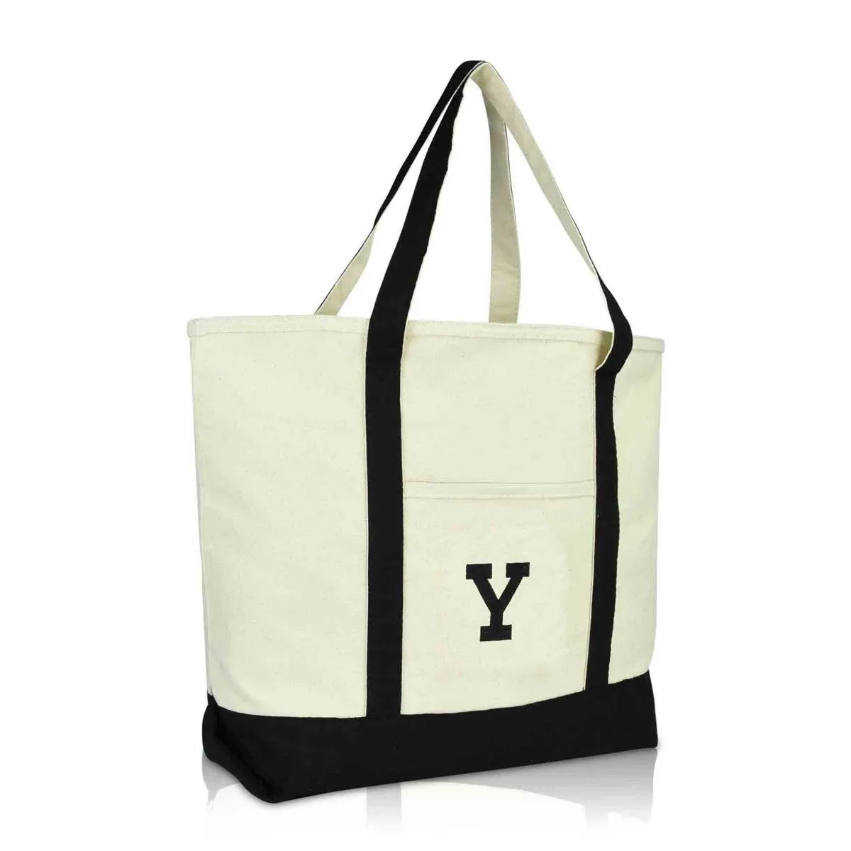 Dalix Initial Tote Bag Personalized Monogram Zippered Top Letter - Y