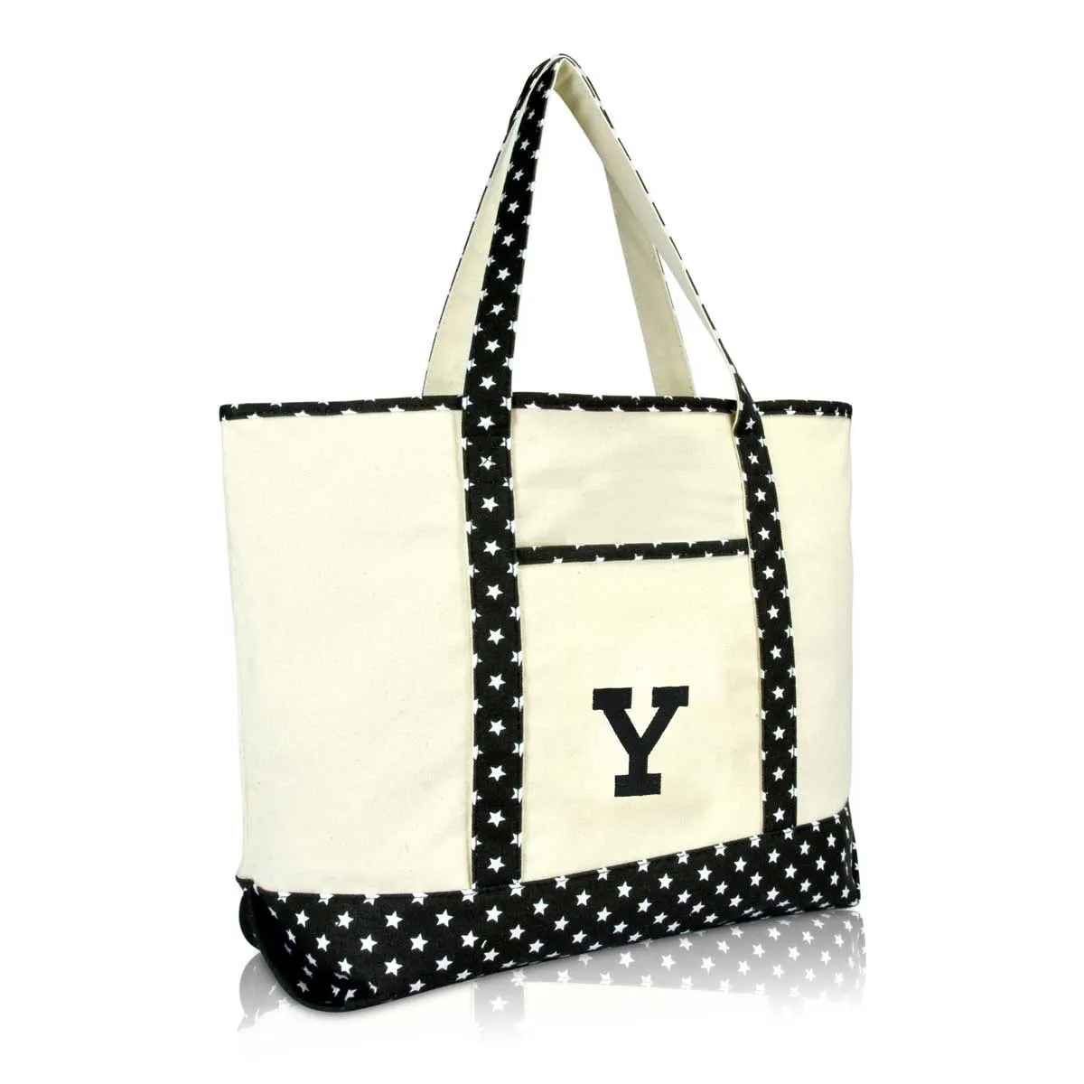 Dalix Initial Tote Bag Personalized Monogram Zippered Top Letter - Y