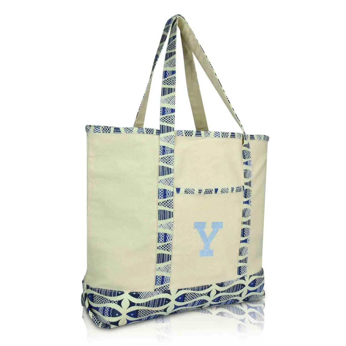 Dalix Initial Tote Bag Personalized Monogram Zippered Top Letter - Y