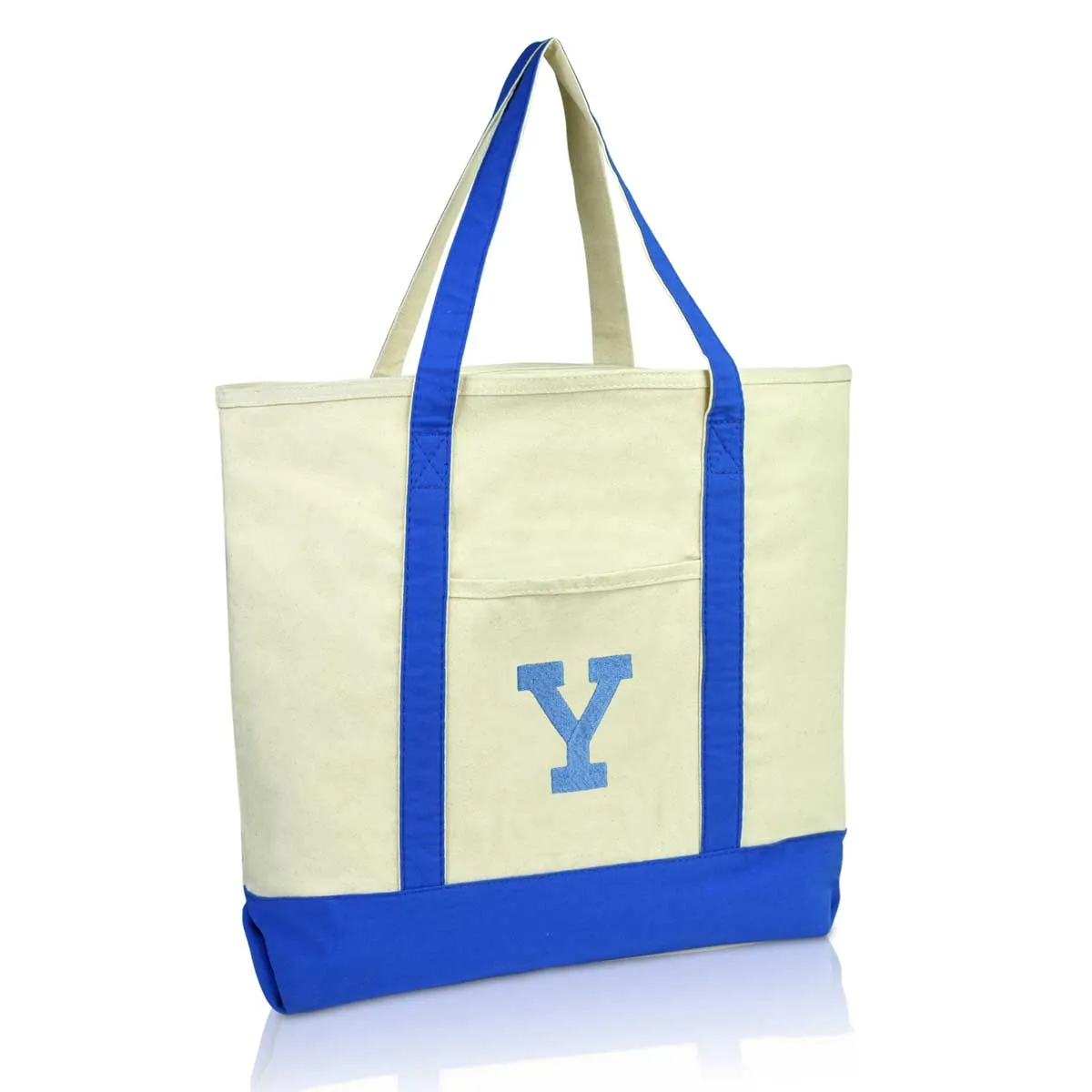 Dalix Initial Tote Bag Personalized Monogram Zippered Top Letter - Y