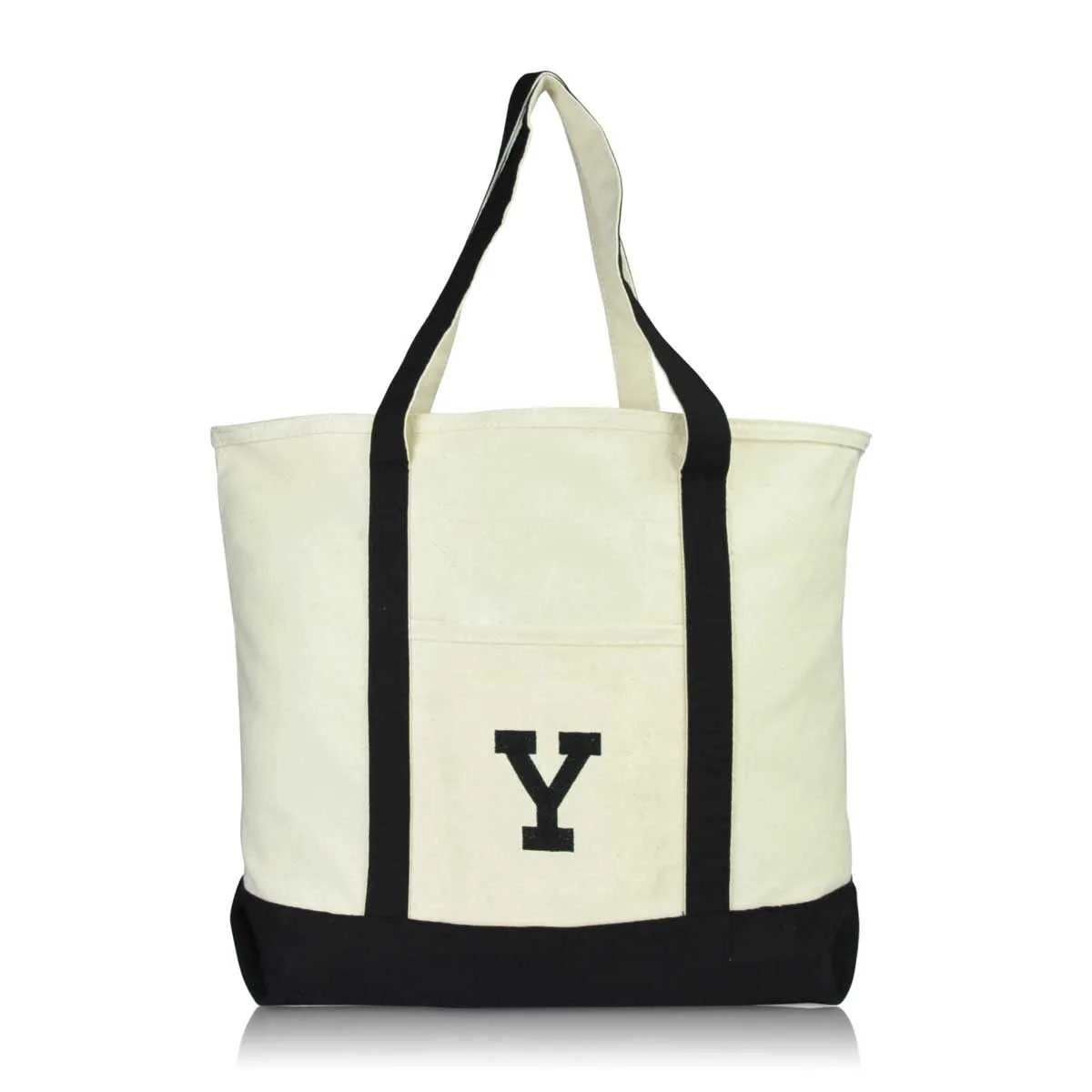 Dalix Initial Tote Bag Personalized Monogram Zippered Top Letter - Y