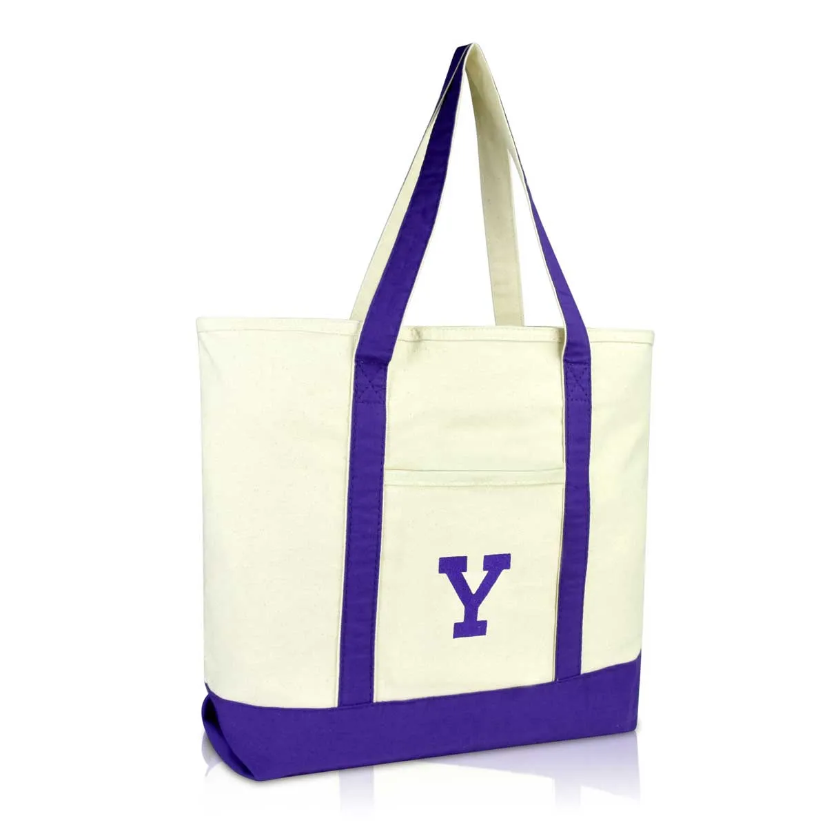 Dalix Initial Tote Bag Personalized Monogram Zippered Top Letter - Y