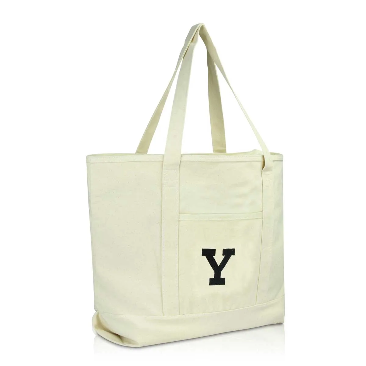 Dalix Initial Tote Bag Personalized Monogram Zippered Top Letter - Y