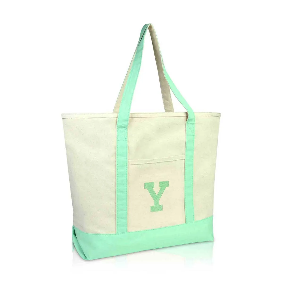 Dalix Initial Tote Bag Personalized Monogram Zippered Top Letter - Y