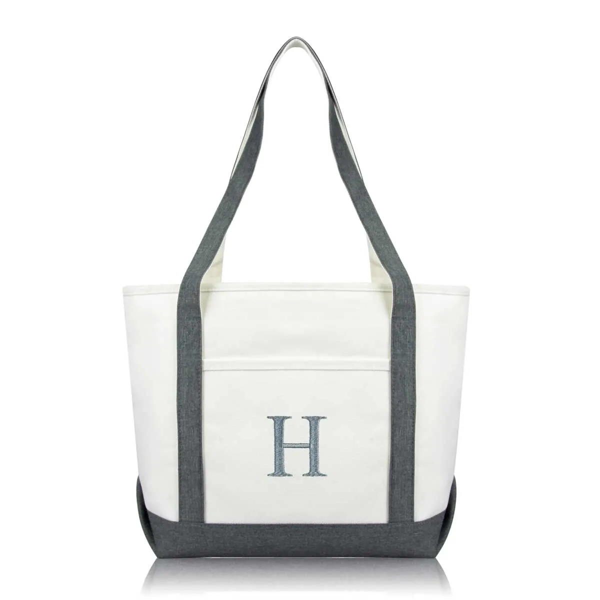 Dalix Medium Personalized Tote Bag Monogrammed Initial Letter - H