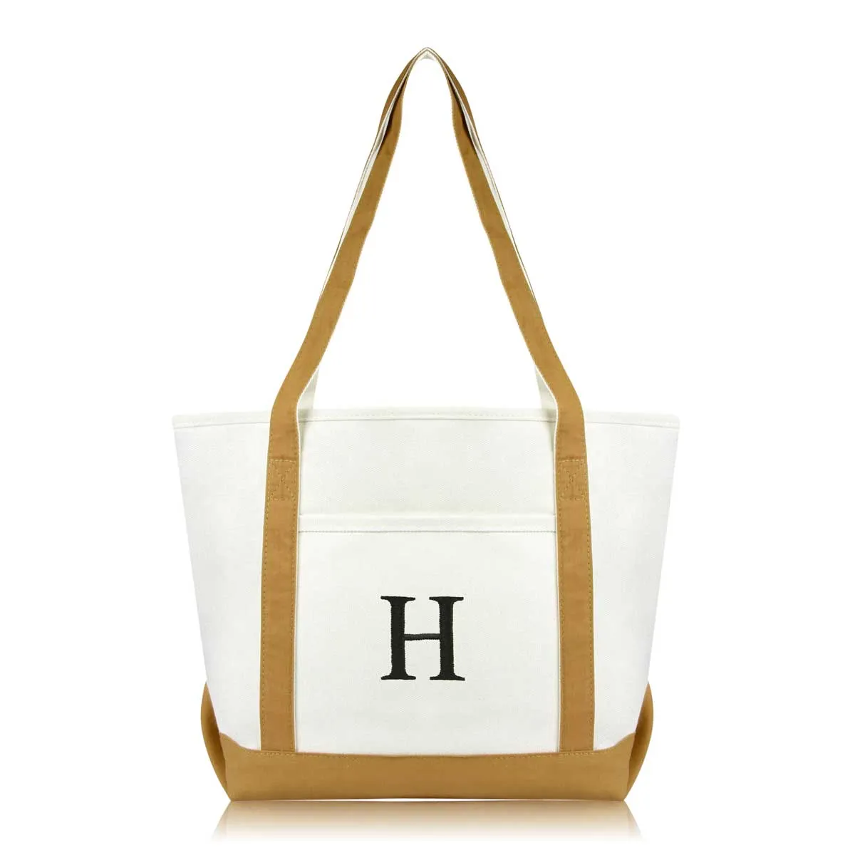 Dalix Medium Personalized Tote Bag Monogrammed Initial Letter - H