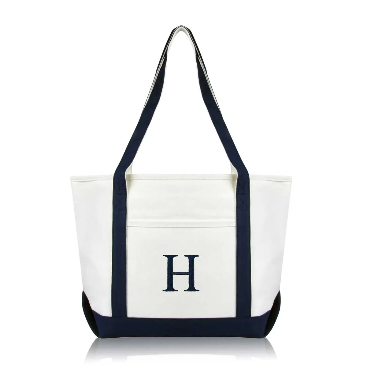 Dalix Medium Personalized Tote Bag Monogrammed Initial Letter - H