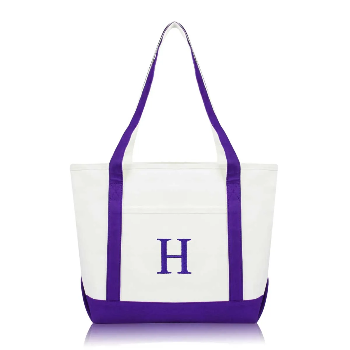 Dalix Medium Personalized Tote Bag Monogrammed Initial Letter - H