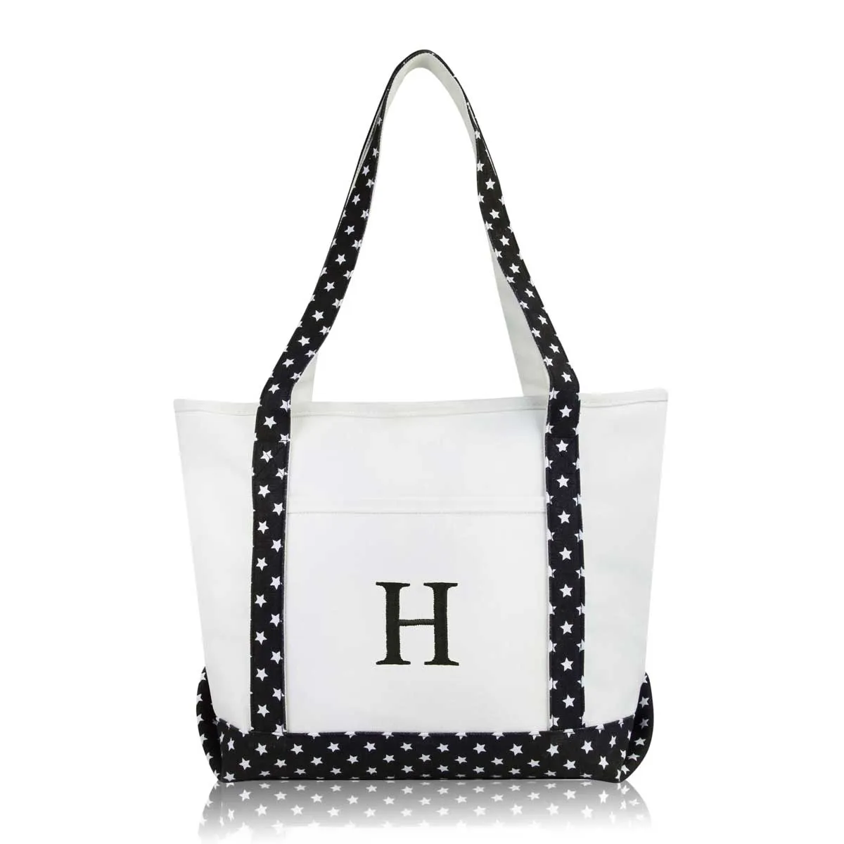 Dalix Medium Personalized Tote Bag Monogrammed Initial Letter - H