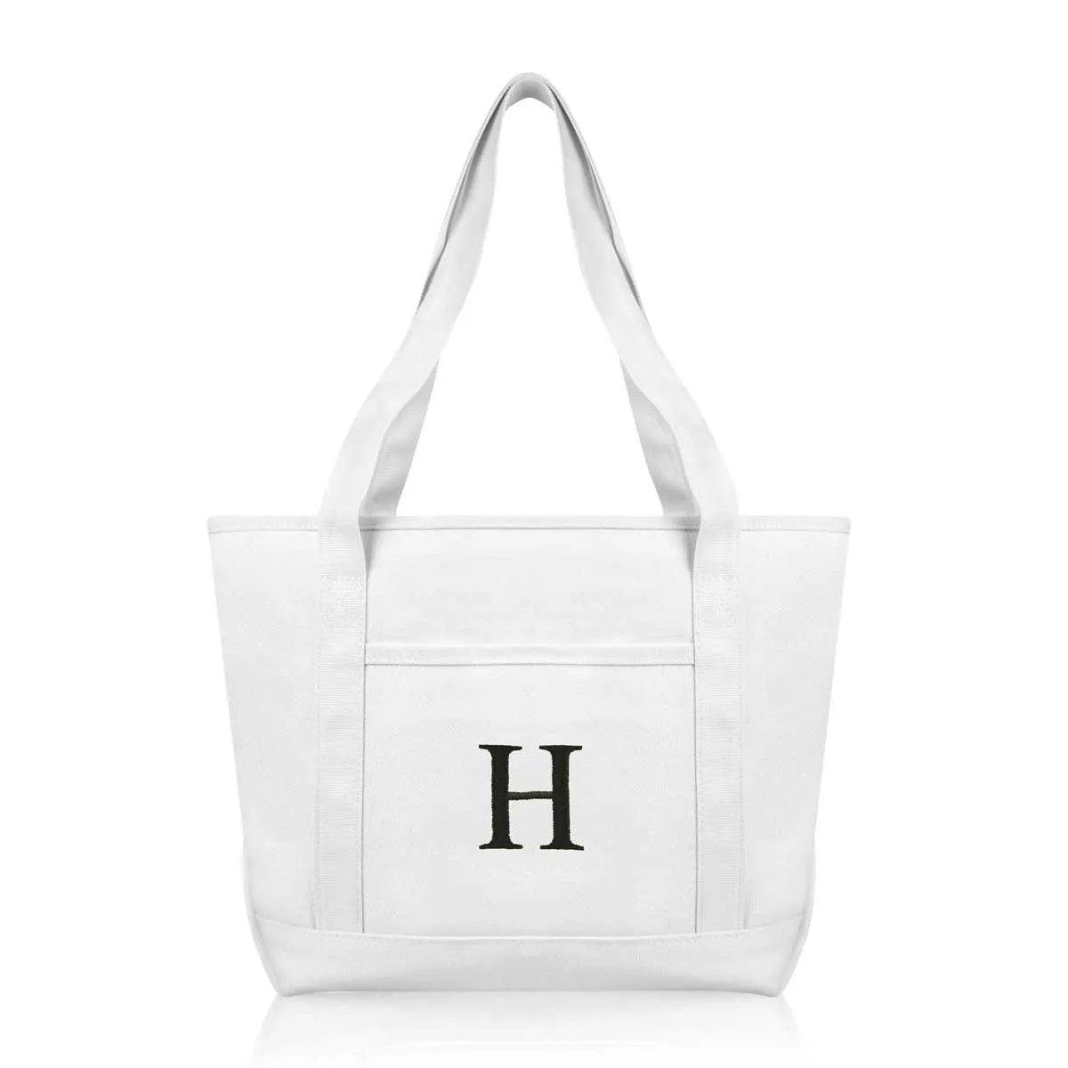 Dalix Medium Personalized Tote Bag Monogrammed Initial Letter - H