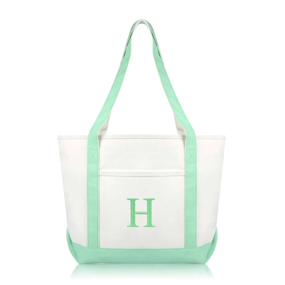 Dalix Medium Personalized Tote Bag Monogrammed Initial Letter - H